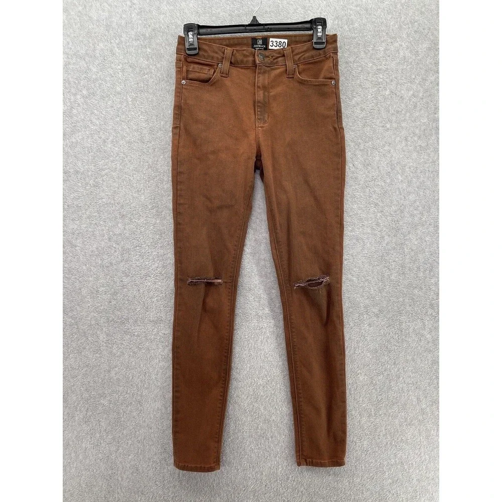 JustBlack Women's Pants Distressed Brown Size 27 Skinny Cotton Blend USA Made - Picture 1 of 14